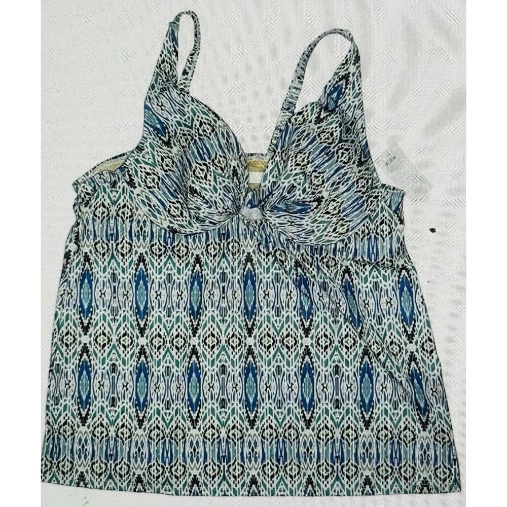 Swim By Cacique Lane Bryant Blue Abstract Swim Dress Plus Sz 42C Resortwear